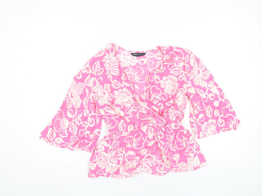 Womens UK Size 6 Marks and Spencer Pink Wrap Blouse