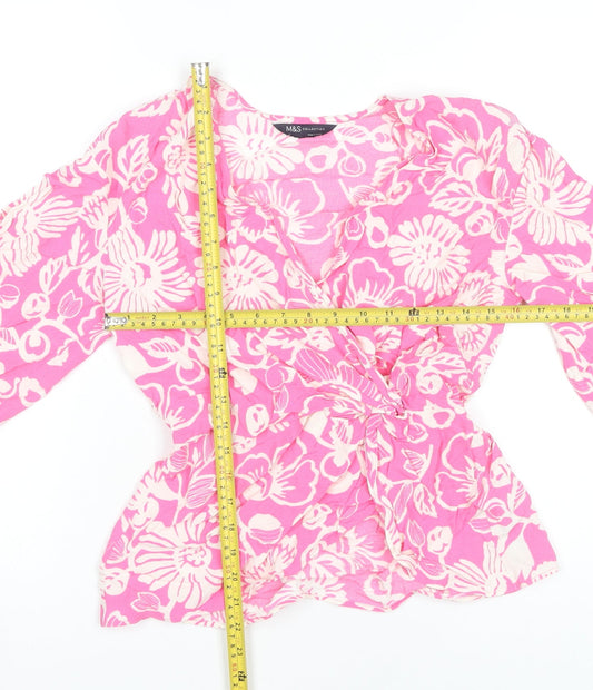 Womens UK Size 6 Marks and Spencer Pink Wrap Blouse