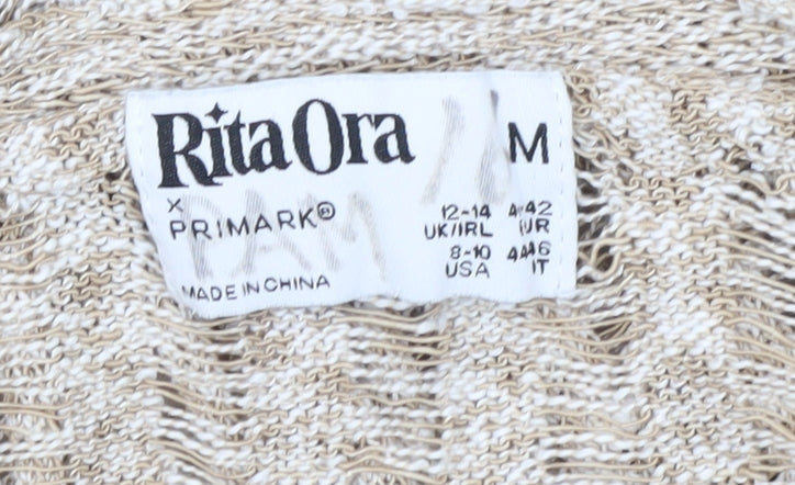 Primark Women’s Beige Open Knit Longline Cardigan Size M 12-14
