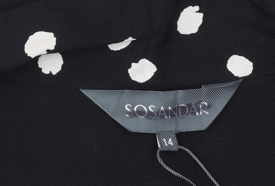 Womens UK Size 14 Sosandar Black Classic Button-Up
