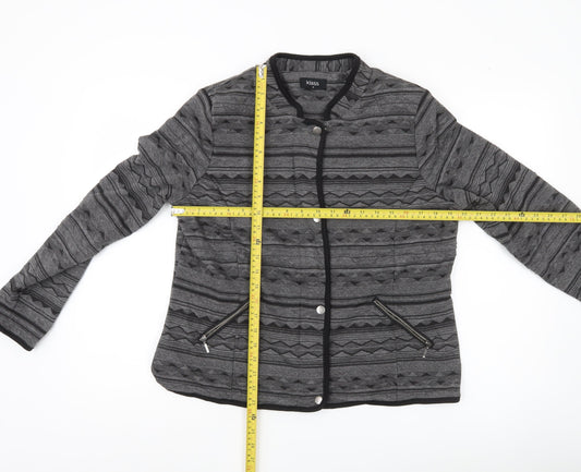 Klass Womens Grey Black Quilted Geometric Jacket Size 12