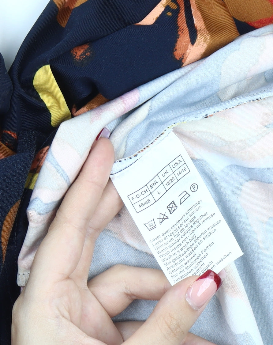 Damart Women's Multicoloured Floral Tunic Blouse UK 18 3/4 Sleeve