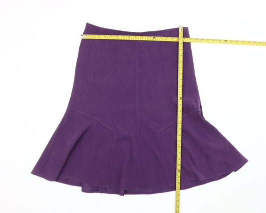 Damart Women Purple Flare Knee Length Skirt Size 18 Polyester