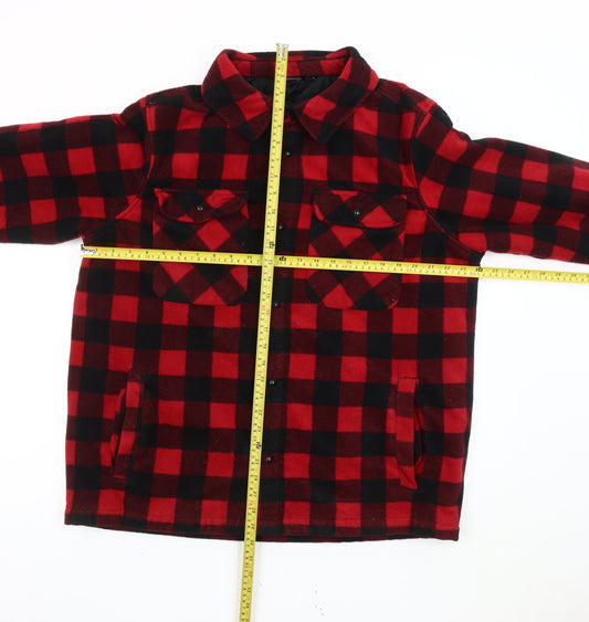 Workwear Pro Men's Red Check Lined Fleece Shirt Jacket Size L