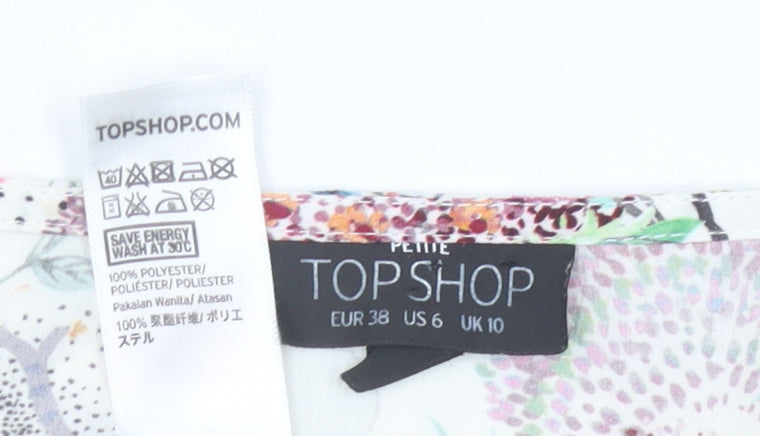 Womens UK Size 10 Topshop Multicoloured Wrap Blouse