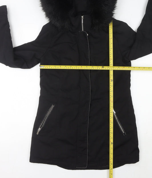 Womens UK Size 8 Miss Selfridge Black Parka Coat