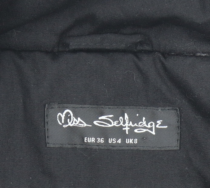 Womens UK Size 8 Miss Selfridge Black Parka Coat