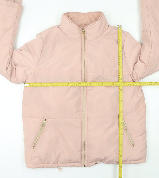 New Look Women’s Pink Size 14 Puffer Jacket with Zip & Pockets