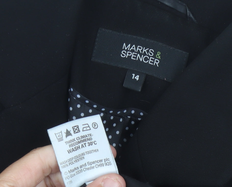 Marks and Spencer Women Black Size 14 Blazer Jacket Smart Workwear