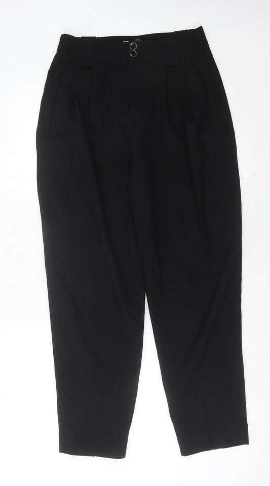 Womens UK Size 8 Mango Regular Fit Dress Pants Black Trousers
