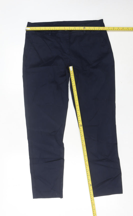 Benetton Womens Blue Chino Trousers Size 12 Regular Fit Straight Leg
