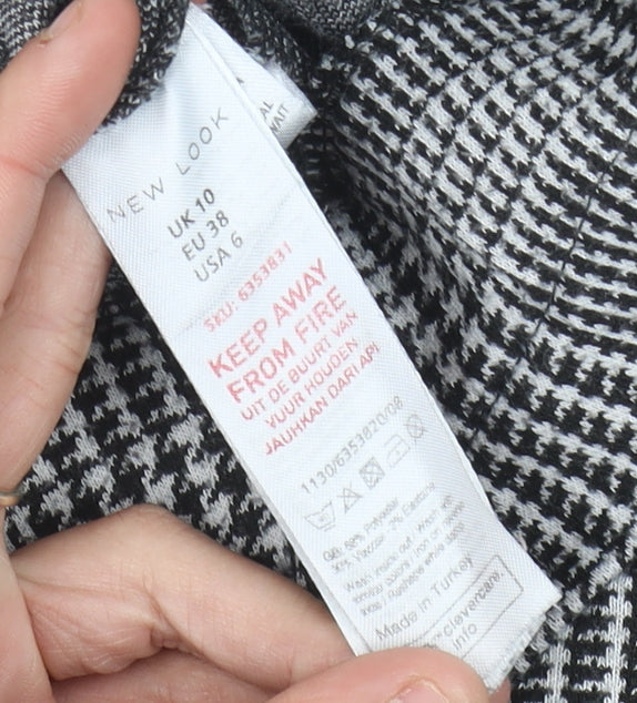 New Look Womens Grey Check Paperbag Trousers Size 10 Workwear