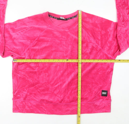 DKNY Women’s Pink Pullover Sweatshirt M Logo Long Sleeve Sportswear