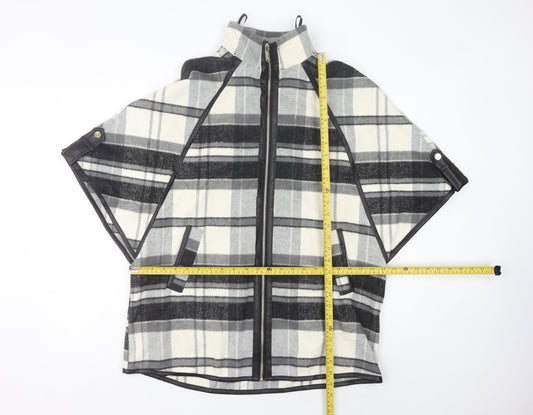 River Island Women’s Black Grey Plaid Cape Poncho XS