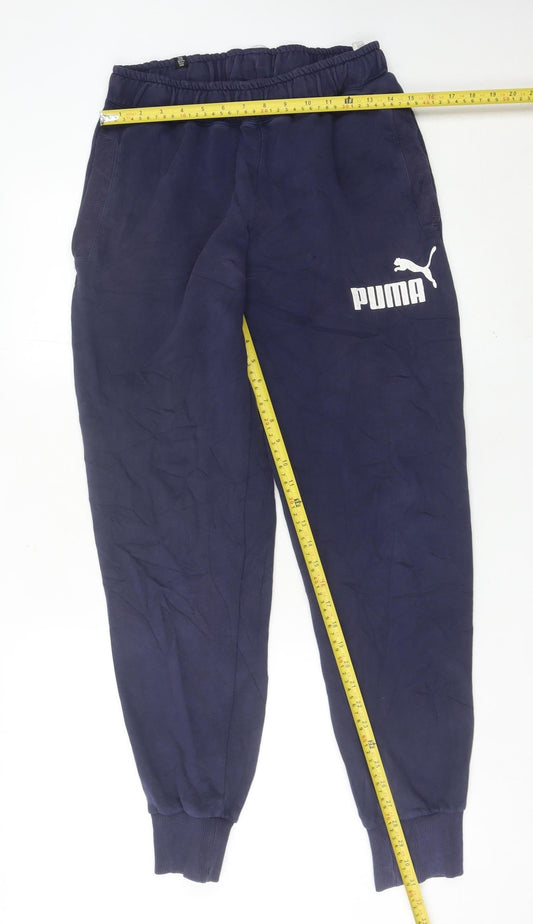 Puma Men’s Blue Jogger Sweatpants M Cotton Blend Casual Sportswear