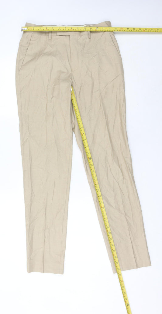 Mens UK Size 28 in Marks and Spencer Slim Fit Chino Beige Trousers