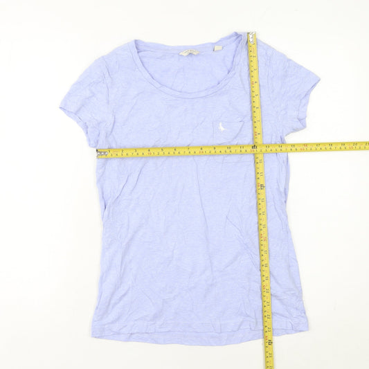 Jack Wills Womens Blue UK 6 T-Shirt Scoop Neck Short Sleeve Cotton