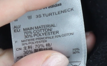 Adidas Womens Black XS Pullover Sweatshirt Turtleneck Cotton Blend