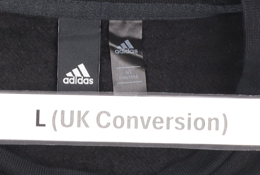 Adidas Men's Black L Pullover Sweatshirt Crew Neck Long Sleeve Sportswear