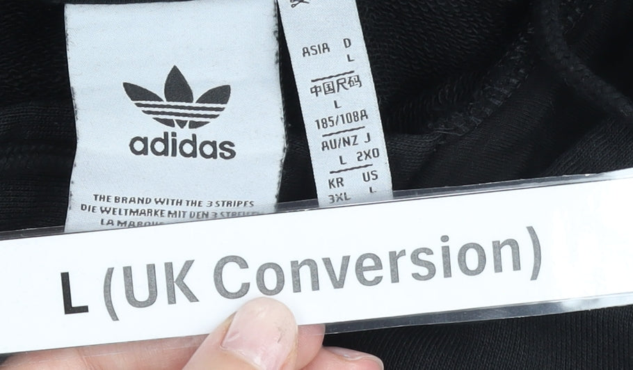 Adidas Men's Black L Pullover Hoodie with Logo and Pocket