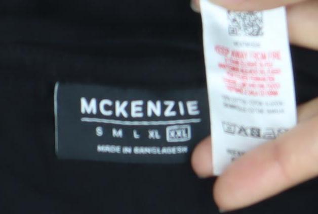 McKenzie Men's Black XL Crew Neck Short Sleeve Cotton T-Shirt