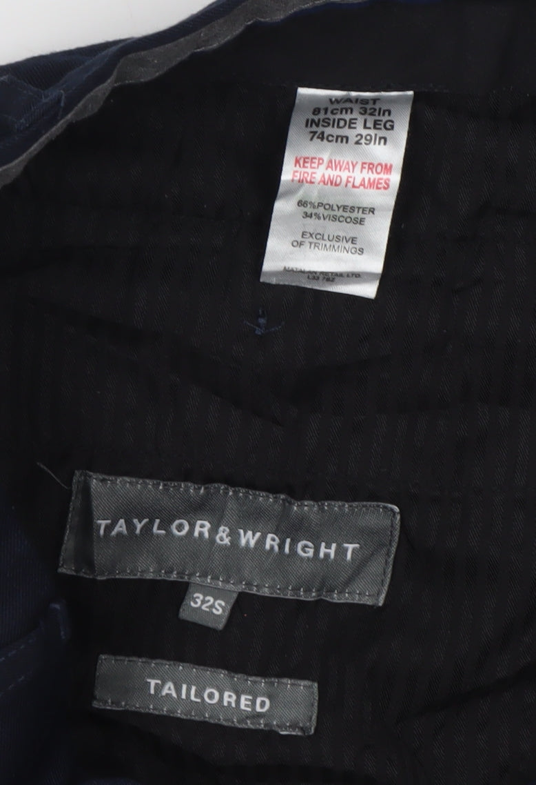 Taylor & Wright Men’s Blue Dress Pants 32S Slim Fit Formal Trousers