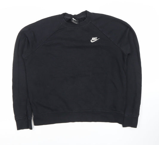 Additional front view of Nike unisex black crew neck pullover sweatshirt m regular fit
