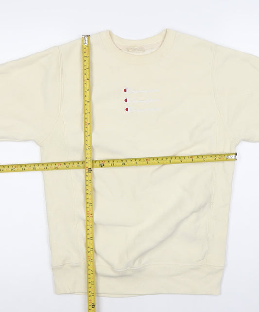 Champion Womens Ivory XS Pullover Sweatshirt Crew Neck Logo Jumper
