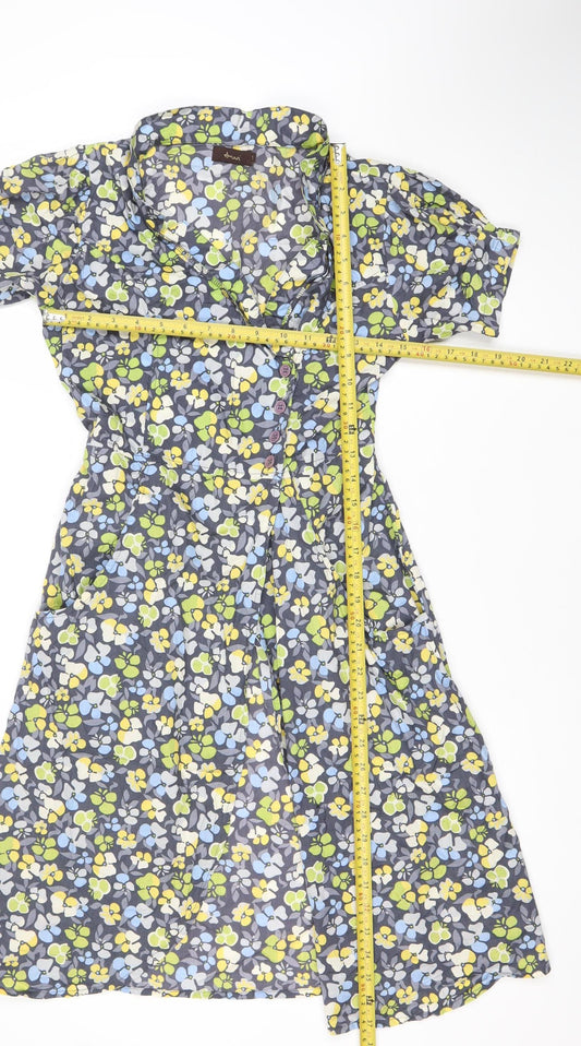 Avon Womens Multicoloured Floral A-Line Midi Dress L Cotton