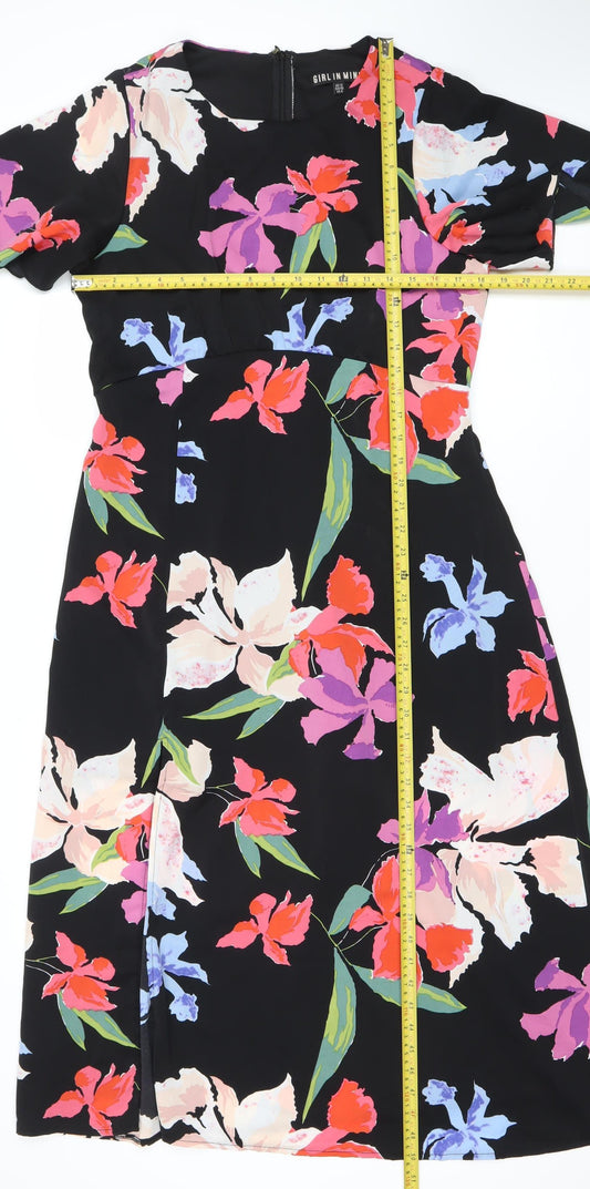 Girl In Mind Women’s Black Floral Fit & Flare Dress UK 12