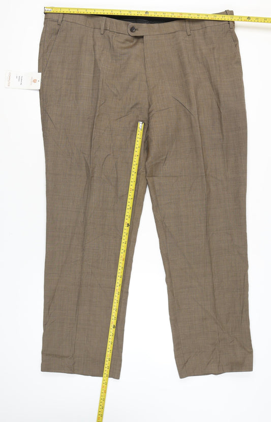 Mens UK Size 46R Skopes Classic Fit Dress Pants Brown Trousers