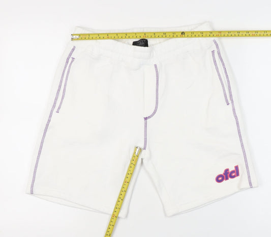 MAN Skate Mens White Sweat Shorts M Elastic Waist Casual