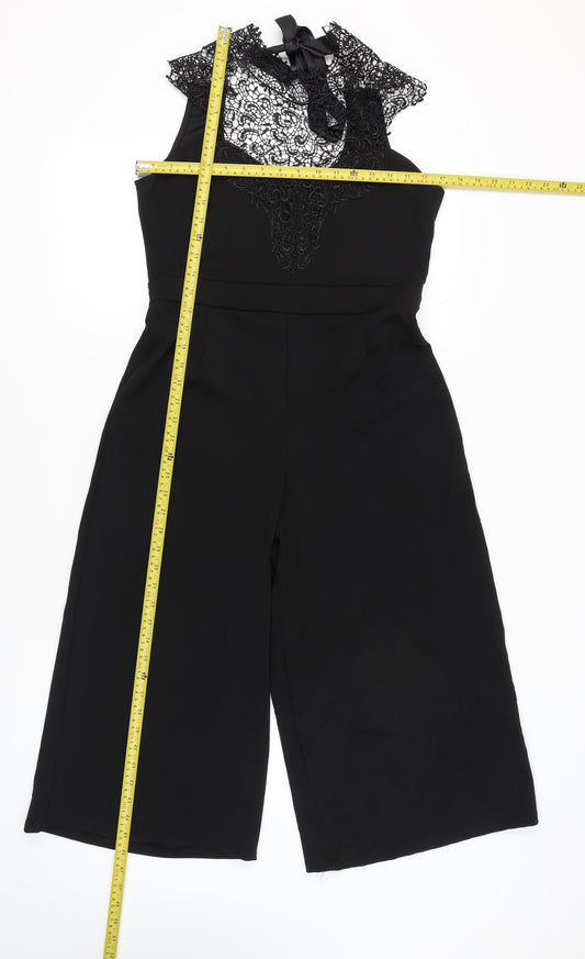Boohoo Women’s Black Lace Wide-Leg Jumpsuit UK 14 Party Cocktail