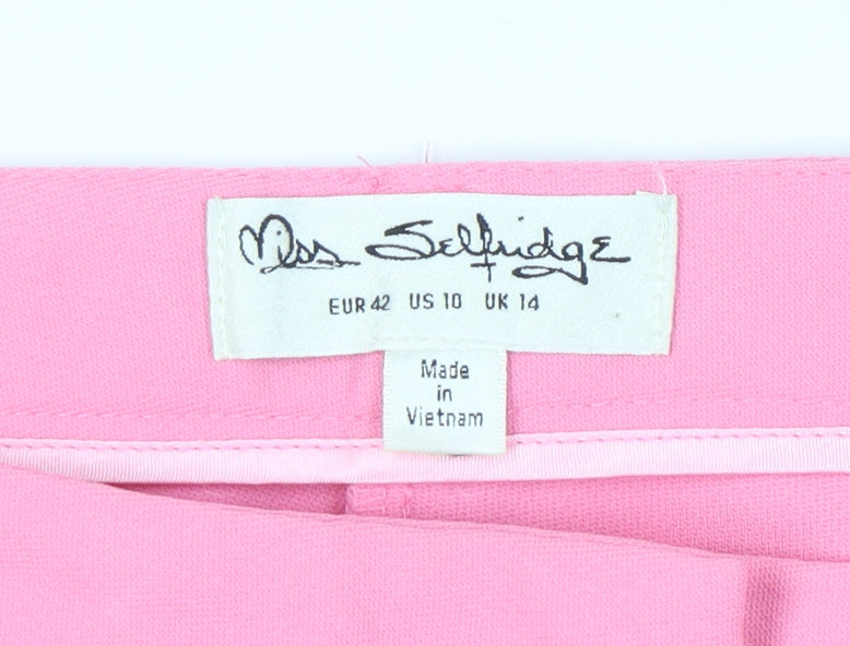 Womens UK Size 14 Miss Selfridge Regular Fit BusinessCasualWorkwear Pink Trouser