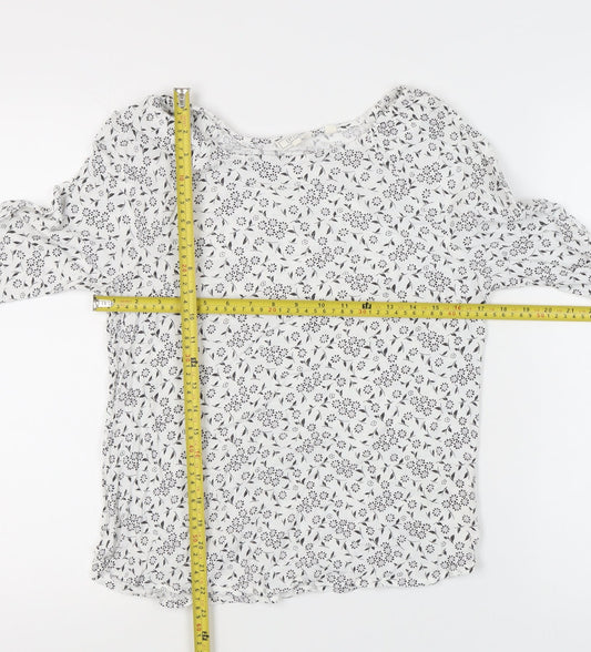 Womens UK Size 10 Fat Face White Tunic Blouse