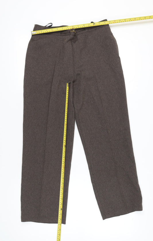 Autonomy Women Brown Herringbone Straight Leg Trousers Size 12