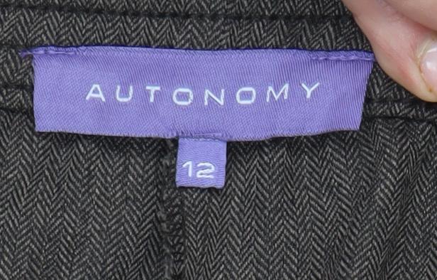 Autonomy Women Brown Herringbone Straight Leg Trousers Size 12