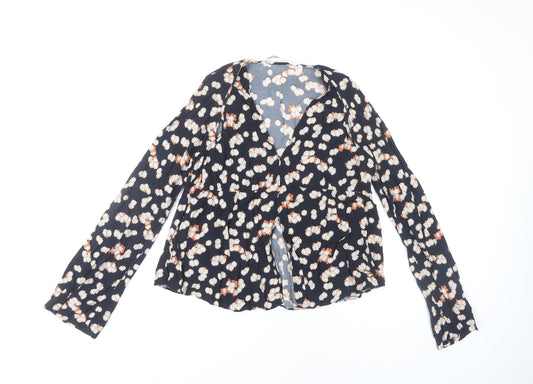 Womens UK Size 8 Zara Multicoloured Wrap Blouse