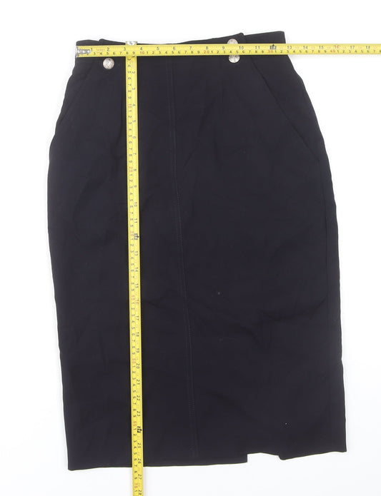 Karl Lagerfeld Womens Black Wool Pencil Midi Skirt Size 10