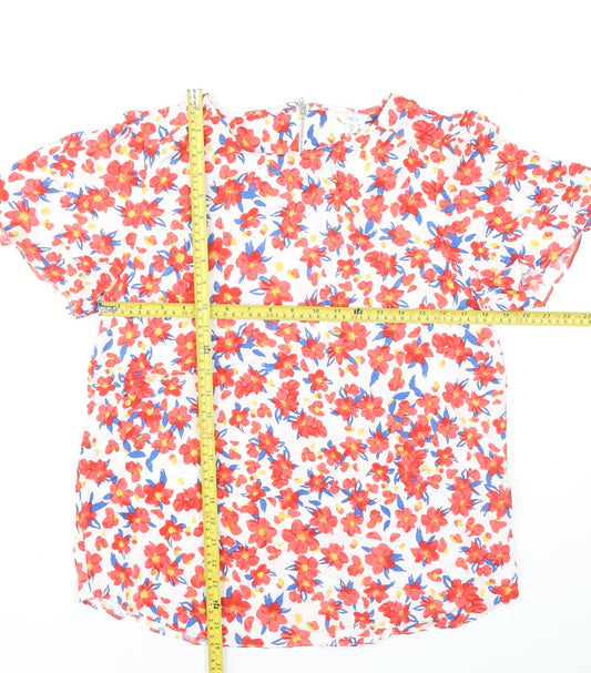 M&Co Womens Multicoloured Floral Blouse UK12 Viscose Summer Top