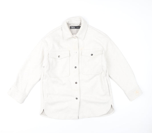 Womens UK Size XS Zara Ivory Basic Jacket