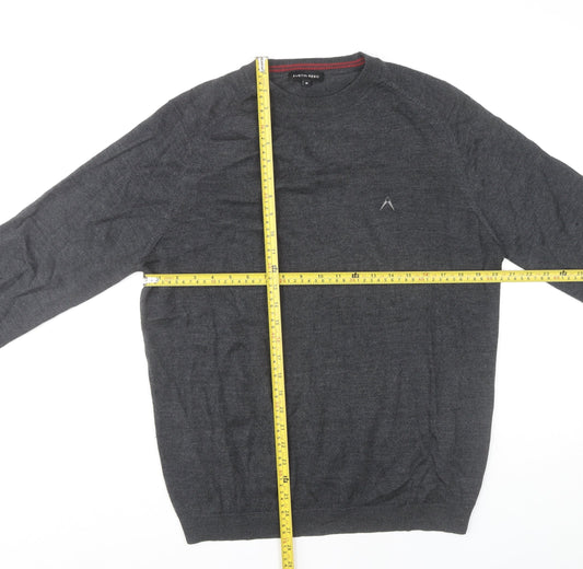 Austin Reed Mens Grey Wool Blend Jumper M Crew Neck Pullover