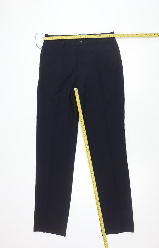 Mens UK Size 30 in Marks and Spencer Slim Fit Dress Pants Blue Trousers