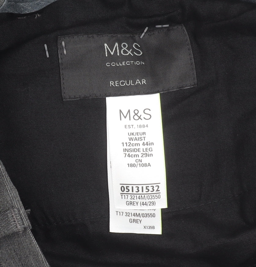 Marks and Spencer Men's Grey 44in Waist Dress Pants Trousers Regular Fit