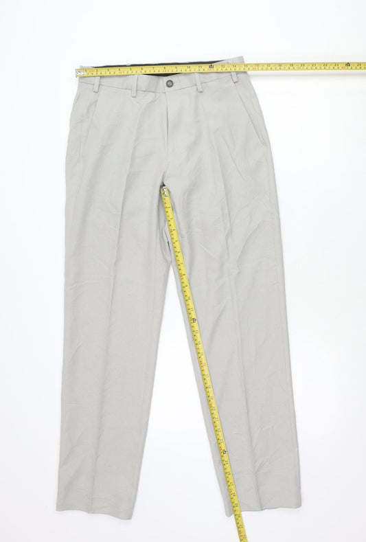 Mens UK Size 30 in Marks and Spencer Regular Fit Dress Pants Grey Trousers