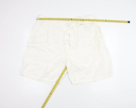 Marks and Spencer Womens White Linen Blend Bermuda Shorts Size 22
