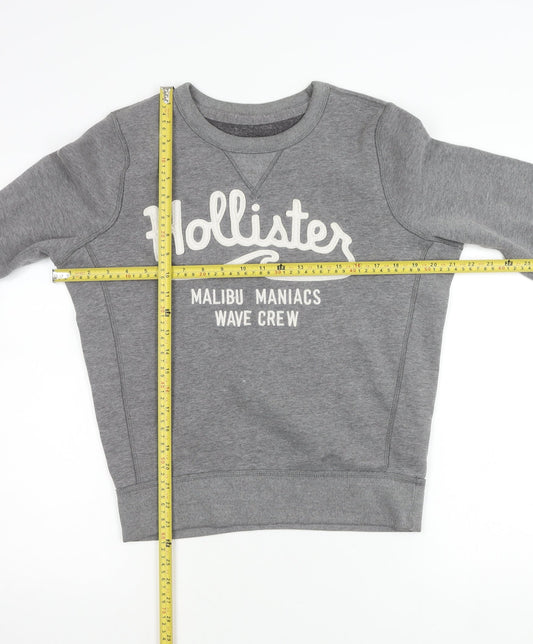 Hollister Women’s Grey Sweatshirt Small Logo Crew Neck Casual