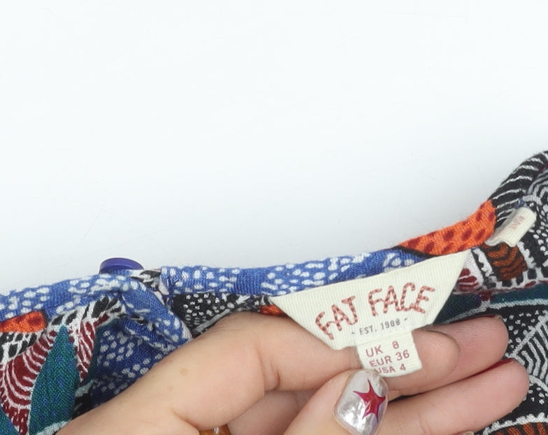 Fat Face Womens Multicoloured Geometric Scoop Neck Shift Dress Size 8