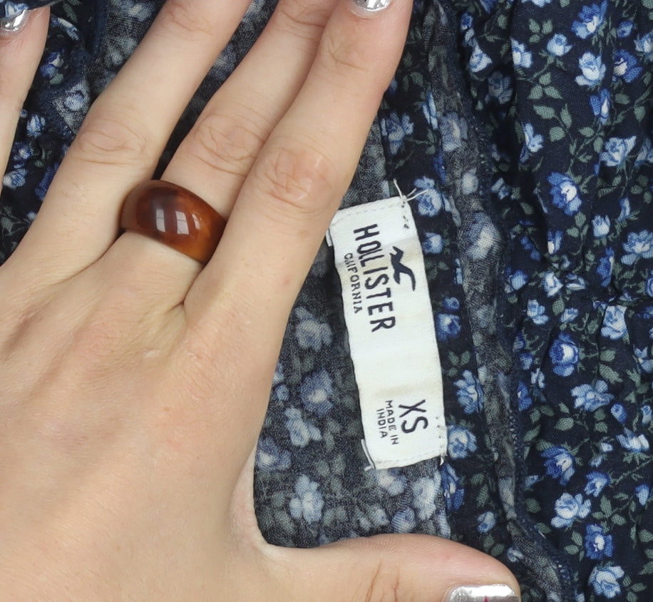 Hollister Womens Blue Floral Wide-Leg Jumpsuit XS