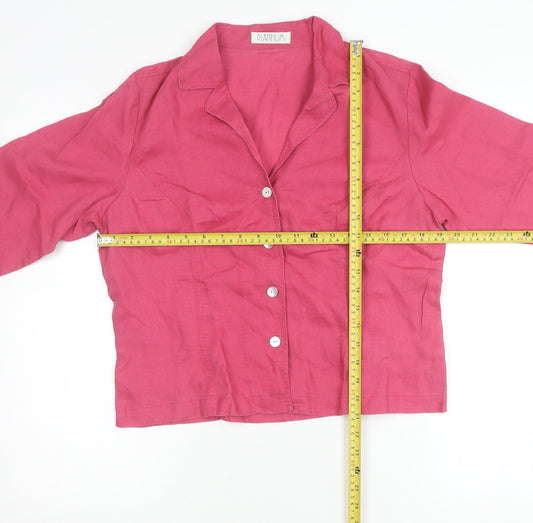 Platinum Women’s Pink Linen Collared Button-Up Shirt Size 14
